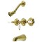 Kingston Brass KB237PL Three-Handle Tub and Shower Faucet, Brushed Brass KB237PL - alternate 1